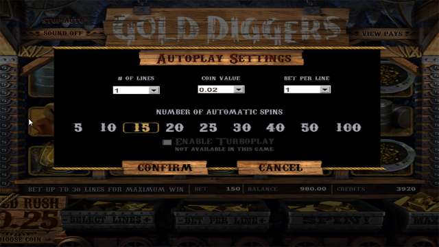 Игровой интерфейс Gold Diggers 1