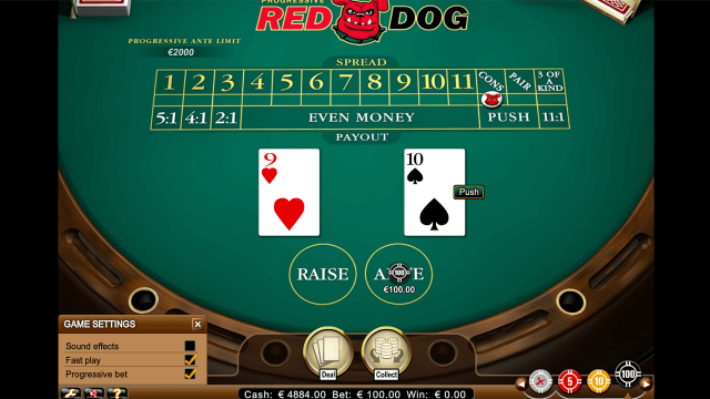 Игровой интерфейс Red Dog Progressive 6