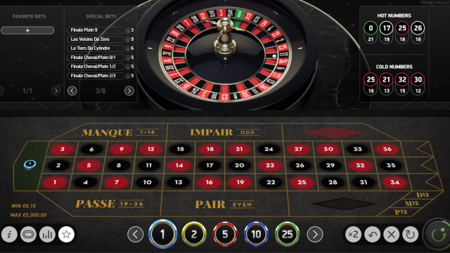 Игровой интерфейс French Roulette 6