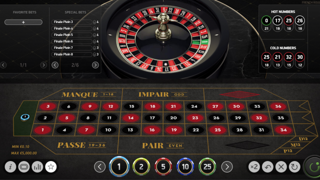Игровой интерфейс French Roulette 5
